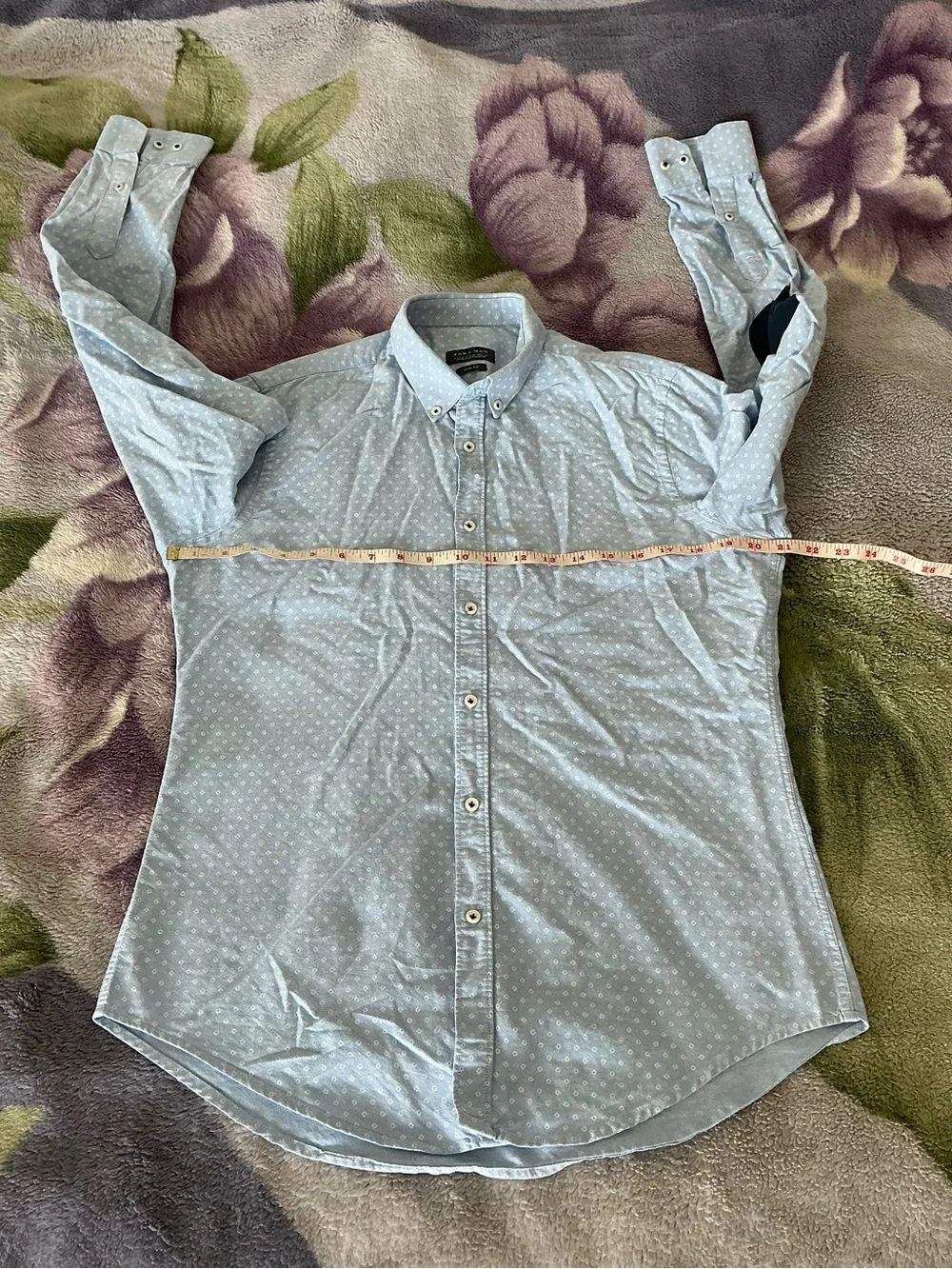 Zara Man Patch Elbow Button Down Shirt